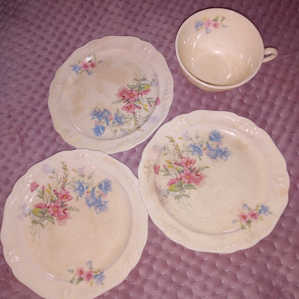 Vintage small plates with one tea cup